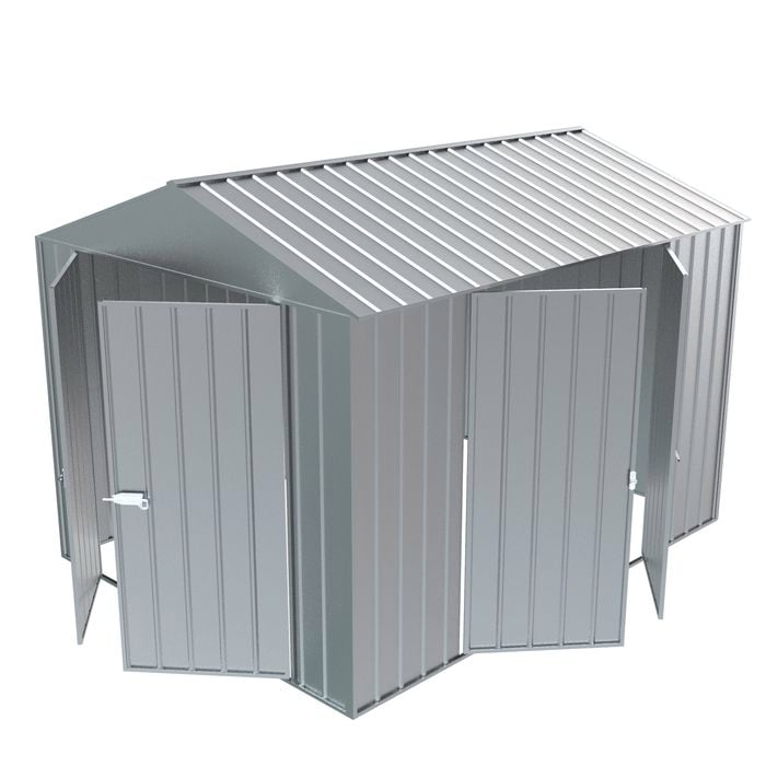 Build-a-Shed 2.3 x 3.0 x 2.3m Gable Double Hinged Side Doors Shed - Zinc
