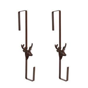 2PK Esschert Design Cast Iron Door Wreath Hanger Deer Home Decor 35.5 cm Brown