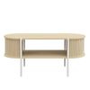 Design Square Lior Open Shelf Oval Coffee Tea Table Metal Legs Oak & White