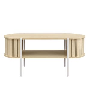 Design Square Lior Open Shelf Oval Coffee Tea Table Metal Legs Oak & White