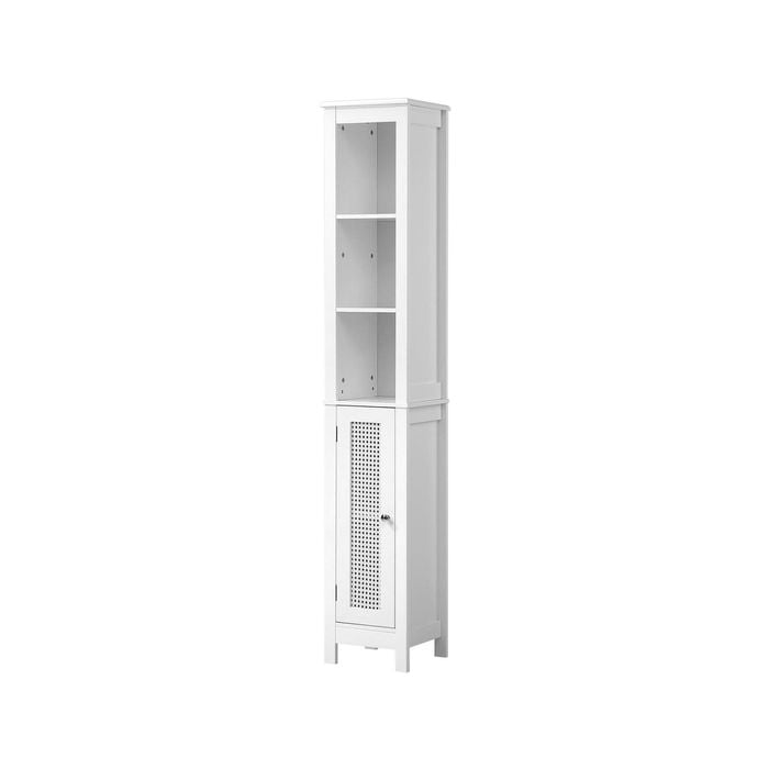 Oikiture Storage Cabinet Tall Rattan Door White 170cm