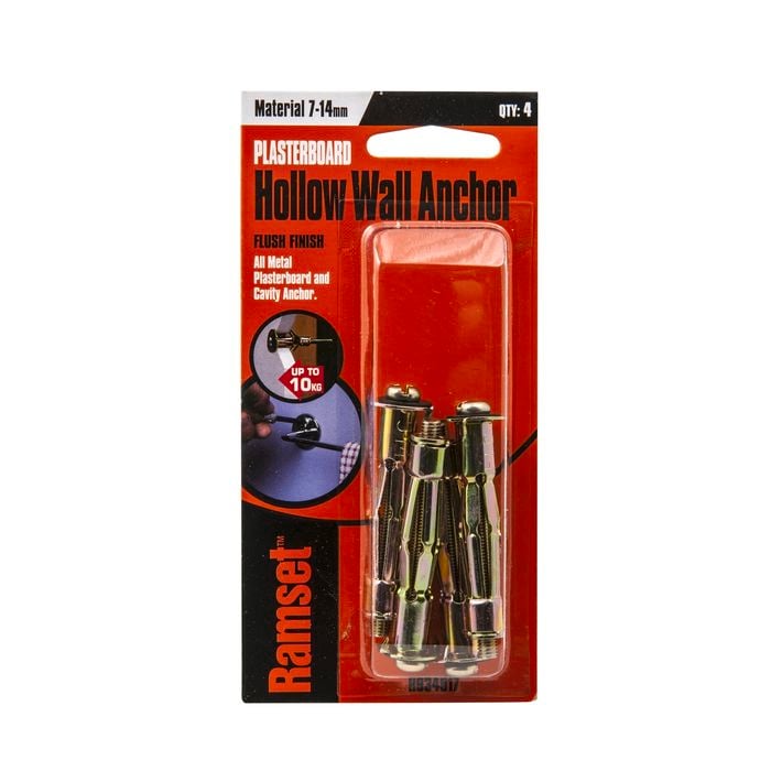 Ramset M5 x 9mm Plasterboard Hollow Wall Anchor - 4 Pack