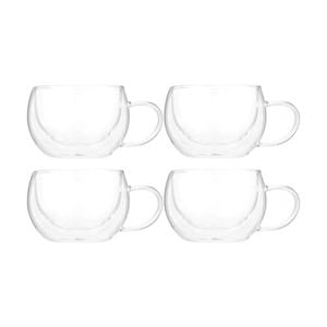 2x 2pc Euroline Double Wall Insulated Durable Borosilicate Glass Mug Set 250ml