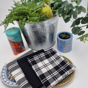RANS Madrid Stripe & Check tea towels set-3