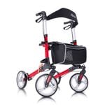 Altus Walker Rollator Deluxe Folding Outdoor Rollator with Seat Backrest Aluminium - Red
