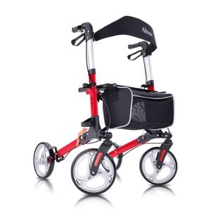 Altus Walker Deluxe Folding Rollator with Seat Aluminum - Red
