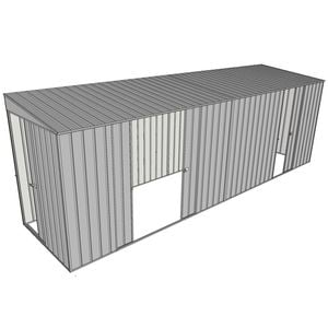 Build-a-Shed 1.5 x 6 x 2m Sliding Door Tunnel Shed With 3 Sliding Side Doors - Zinc