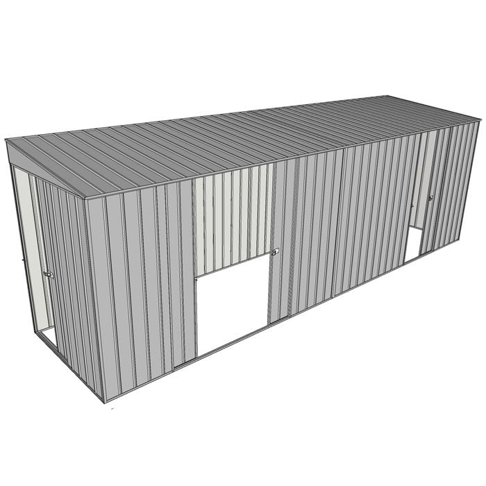 Build-a-Shed 1.5 x 6 x 2m Sliding Door Tunnel Shed With 3 Sliding Side Doors - Zinc