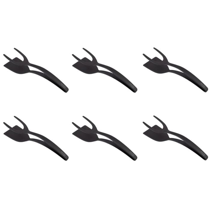 6PK Appetito Nylon 2-In-1 Spatula Tongs Home/Kitchen Cooking Utensil Black