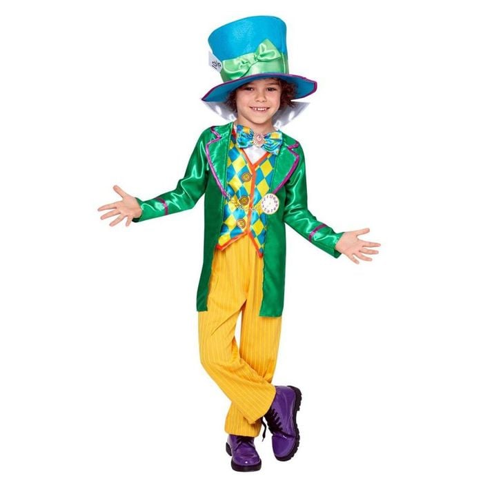Disney Alice in Wonderland Mad Hatter Halloween Costume for Kids – Jacket, Trousers &amp; Hat, Multi Colour, 6-8 Years