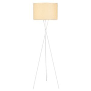 Telbix Denise Contemporary Standing Floor Lamp Light Metal Fabric White Matt Wheat