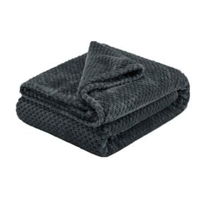 Bloomington Soft Diamond Fleece Throw Rug/Blanket 150 x 200 cm Charcoal