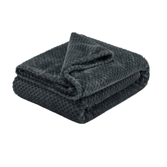 Bloomington Soft Diamond Fleece Throw Rug/Blanket 150 x 200 cm Charcoal