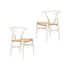 SD House Set of 2 - Hans Wegner Replica Wishbone Cord Dining Chair - White