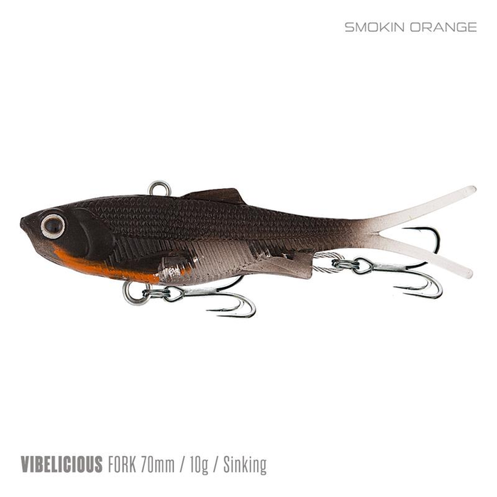 Samaki Vibelicious Fork Tail Vibe 70mm Soft Plastic Fishing Lure Smokin Orange