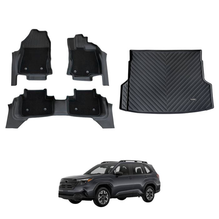 AUSGO Double-Layer Floor Mats & Boot Liner Set for Subaru Forester Petrol 2025-Onwards Car Floor Liners Cargo Mat