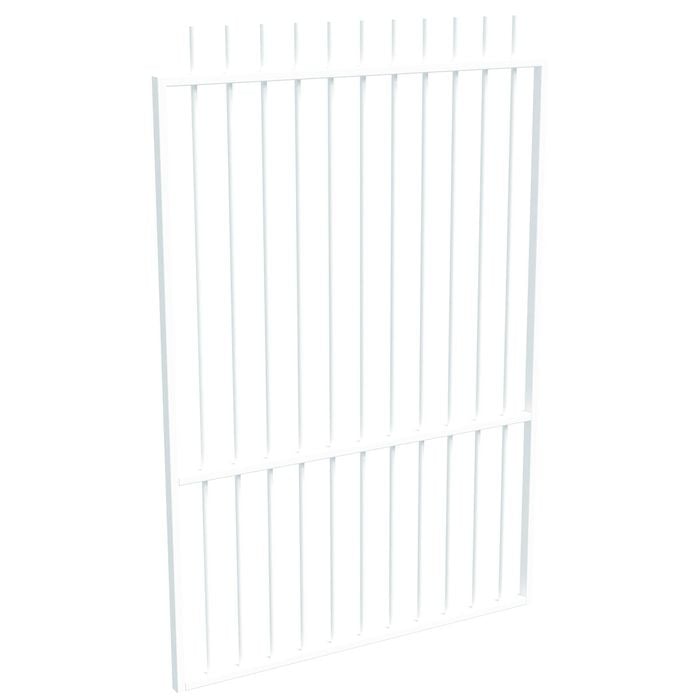 ProtectorAl 800 - 1200 x 1800mm Pearl White Aluminium Pool Gate Picket Top With Mid Rail