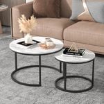 Advwin Nesting Coffee Table Set Marble Effect 70 & 50cm Grey