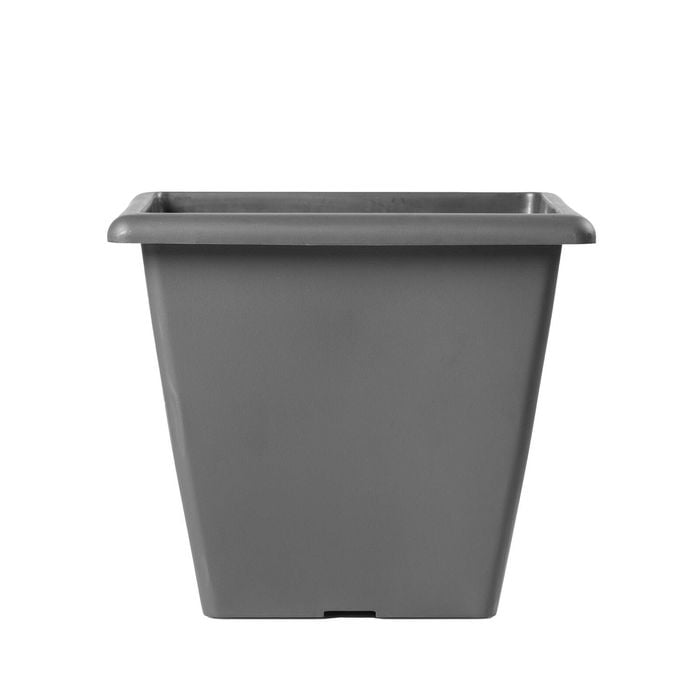 All Set 28 x 24cm Square Charcoal Plastic Pot