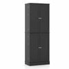 Costway 167CM Pantry Cupboard w/2 4-tier Cabinets 16 Door Shelves Black