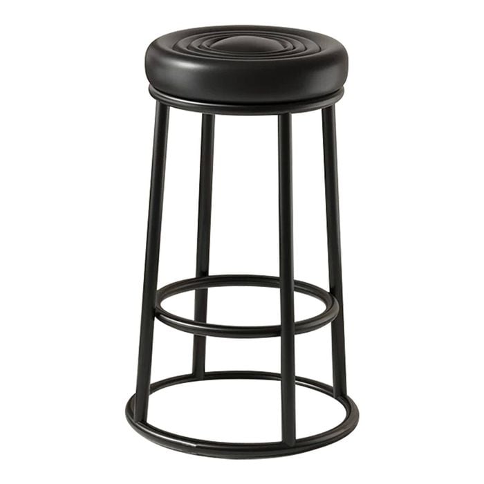 Familand 1x Bar Stools, Black Faux Leather Upholstered Barstools,with Footrest