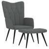 vidaXL Relaxing Chair with a Stool Dark Grey Fabric Kitchen Seat Footrest