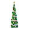 Catzon 5Ft Pop Up Christmas Tree DIY Pencil Tree with 50 Color Lights Xmas Party Decorations-GreenSilver