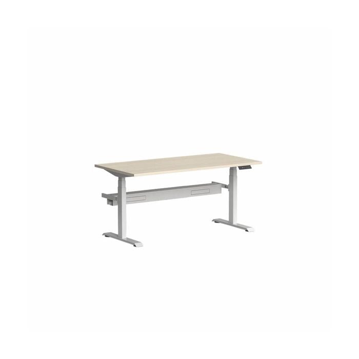 Olg Klass White Frame Nordic Maple Top With Cable Management Scallop Height Adjustable Desk L1500mm X W750mm