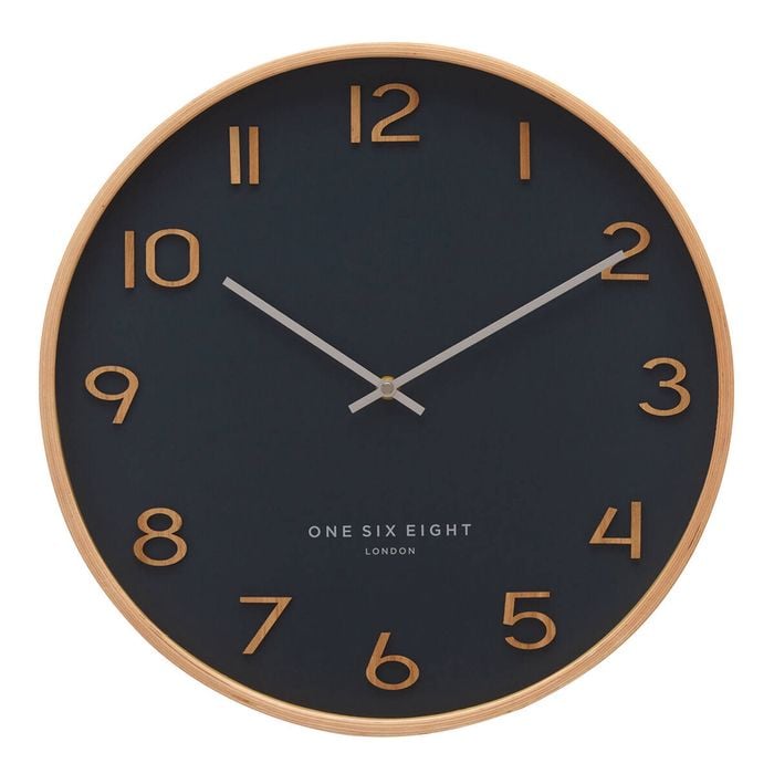 One Six Eight London Wallace Petrol Blue 30cm Silent Wall Clock