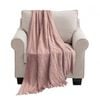 SOGA Pink Textured Knitted Throw Blanket