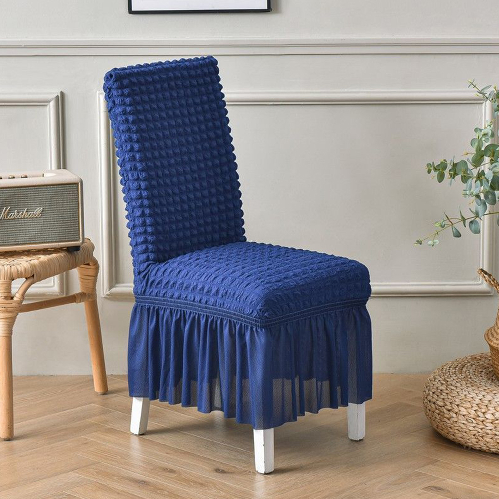 SOGA Chair Cover Seat Protector with Ruffle Skirt Blue Bunnings Australia
