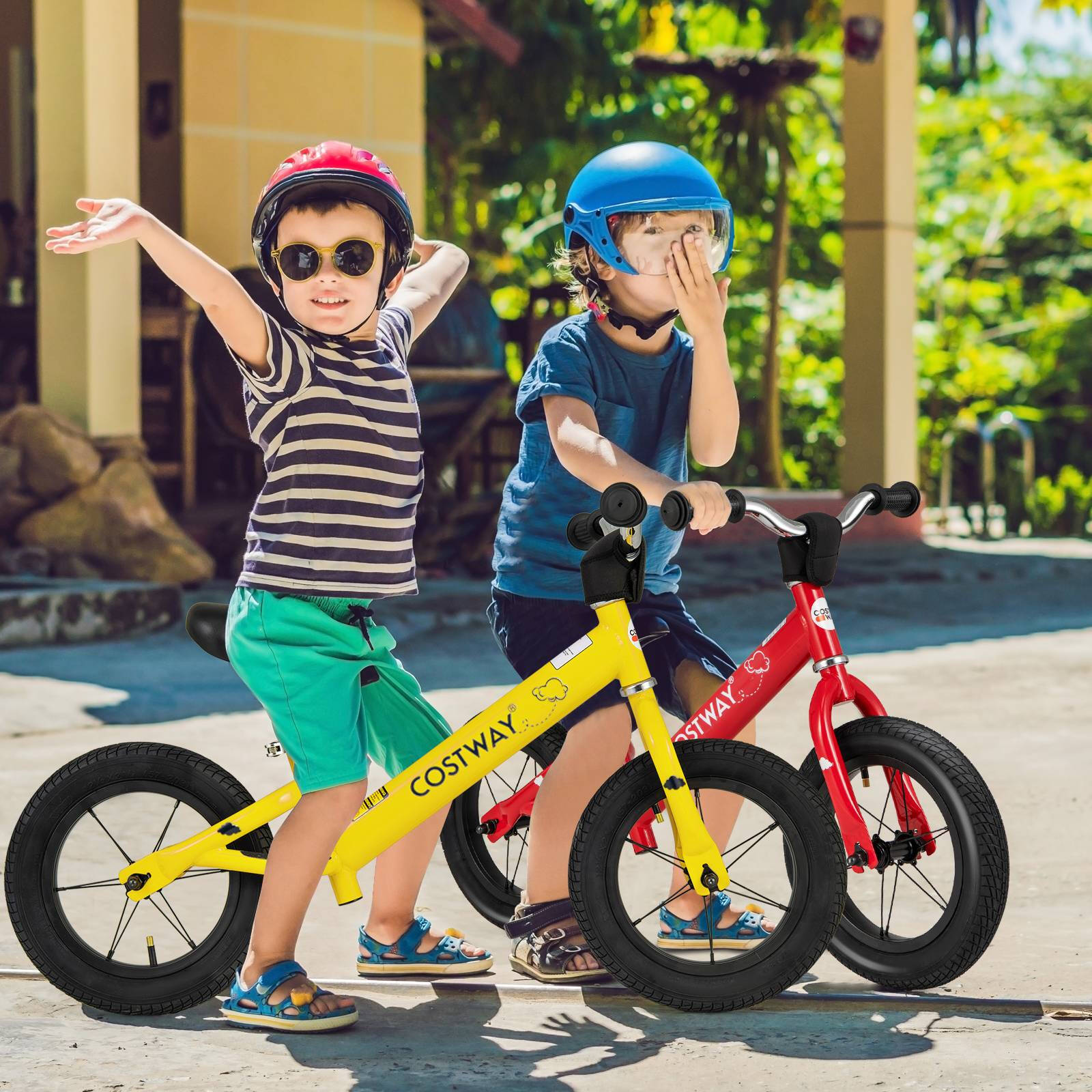 Costway Kids Balance Bike No Pedal Training Bicycle Indoor Outdoor Push Bike Yellow Bunnings Australia