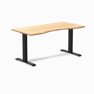 Desky Fixed Height Bamboo Ergo Edge Desk 150x75cm Matte Black Leg