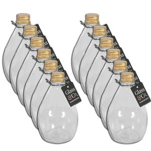 12PK Glass & Co Round Metallic Gold Lid Bottle Storage Jar 270ml Clear