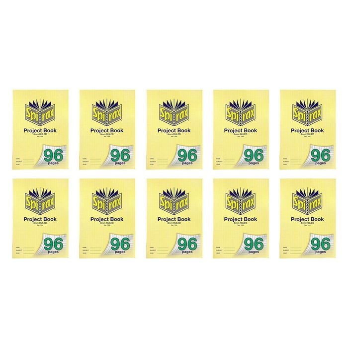 10x Spirax 144 Project Book A4 96 Pages 8mm Ruled School Paper Notebook Yellow