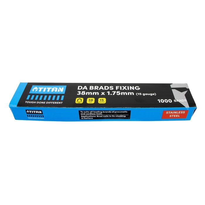 Titan 38 x 1.75mm Stainless Steel 34 Angled Collated Nail DA Brads - 1000 Pack