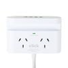 Click Fast Charging 2 Outlet White Powerboard with USB A & C Ports and Phone holder