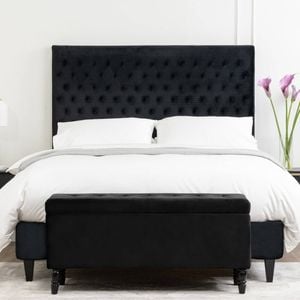 Bedding Co. Velvet Luxe Bed Head Diamond Design Black King