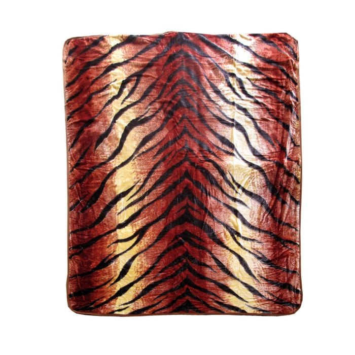 Bloomington 375gsm 1 Ply Animal Print Faux Mink Blanket Queen 200x240 cm Tiger