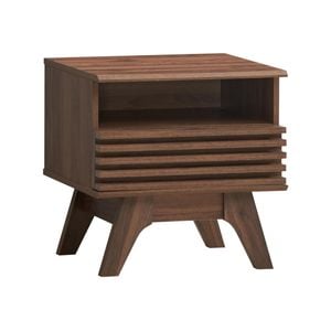 Clancy Bedside Unit Side Table Nightstand 1 Drawer Walnut Woodgrain