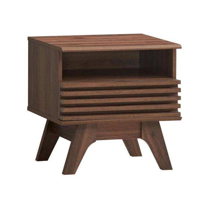 Clancy Bedside Unit Side Table Nightstand 1 Drawer Walnut Woodgrain