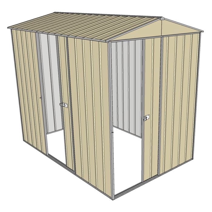 Build-a-Shed 1.5 x 2.3 x 2.3m Narrow Front Gable Dual Single Sliding Door Shed - Cream