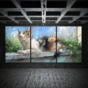 3pcs Quiet and Peaceful Cat Blue Sky Print 100% Australian Made 3 x 40x60cm (Metal Print)