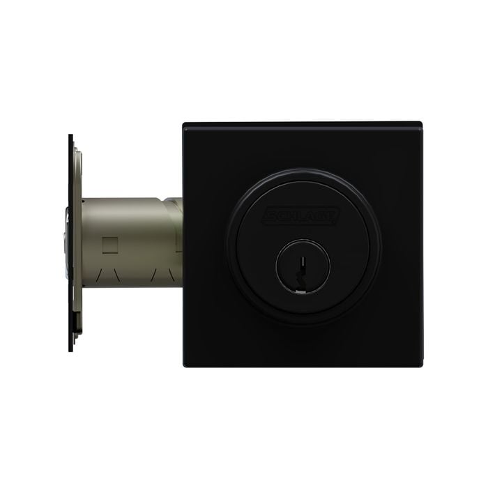 Schlage Black Matt Square Single Cylinder and Turn Deadbolt