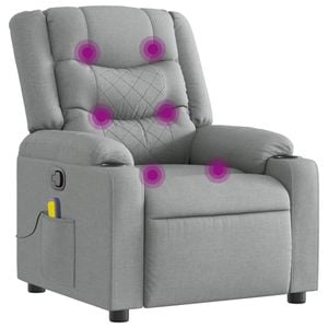 vidaXL Massage Recliner Chair Reclining Armchair Single Sofa Light Grey Fabric