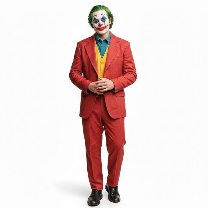 Adult s Halloween Maroon Clown Costume Joker Creepy Evil Jester L/XL Heights 175cm-185cm