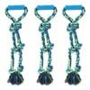 3PK Paws & Claws Twin Knotted Rope Tugger Toy W/ Handle 50cm