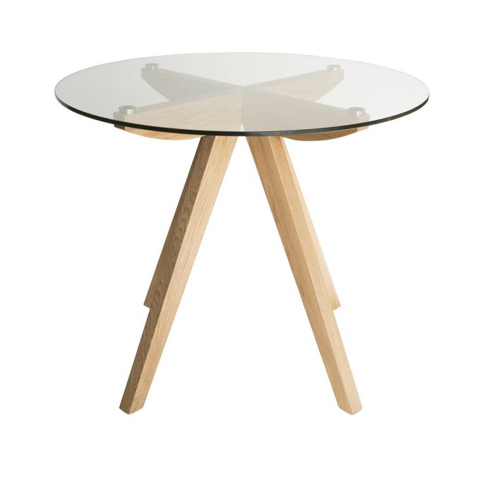 SK Designer Living | Amber Collection | Round Glass Dining Table | 90cm - Natural
