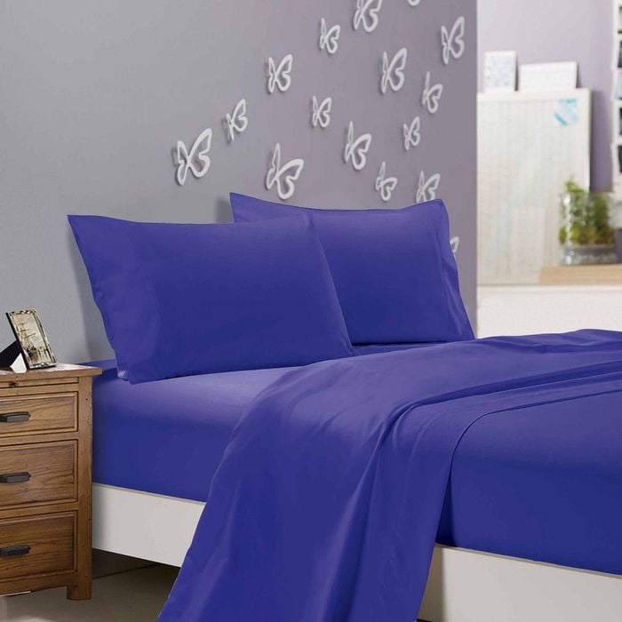 Fabric Fantastic 1000tc Ultra Soft King Single Size Bed Royal Blue Flat & Fitted Sheet Set