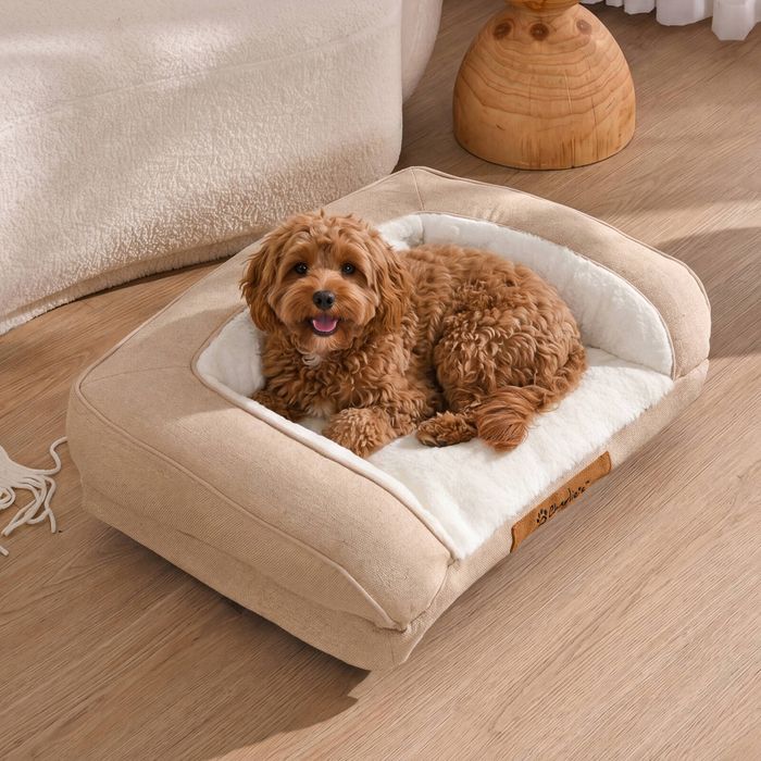 Charlie's Camden Cotton Jute Plush Sofa Dog Bed Small